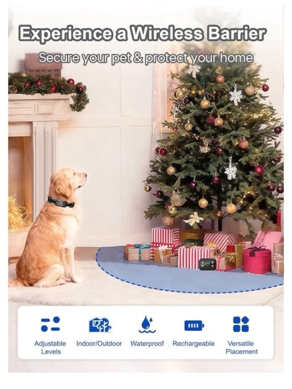 Wireless Pet Barrier - Outdoor, Indoor , Waterproof Collar for Dogs. Green, NEW